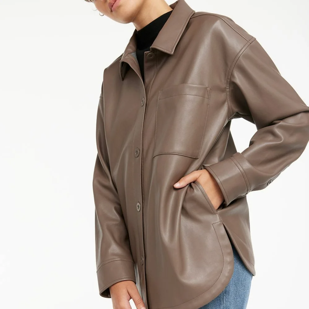 Reitman's Faux Leather Shacket brown iron size large jacket - Picture 10 of 10